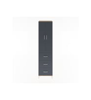 Hyperion Dolap 4 Raflı 3 Çekmeceli 2 Kapaklı 60x44x243 Çam-Antrasit