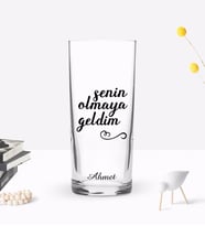 BK Gift Kişiye Özel Renkli Baskılı Senin Olmaya Geldim Tasarımlı Rakı Bardağı-1 (Beyaz)