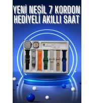 Akıllı Saat 7 Kordon Hediyeli Takvim Alarm Nabız Ölçer Bildirim Görme Sesli Görüşme