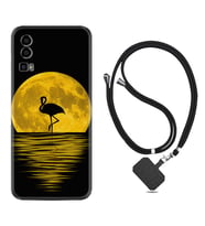 General Mobile Gm 23 Kılıf Silikon Boyun Askılı İpli Desenli Silikon Ay ve Flamingo 1775