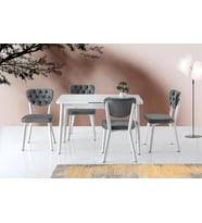 Silva Açılır  Masa Kristal +4 Adet Simge Metal Sandalye Takım