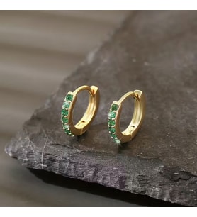 💚 Zarif ve Şık Altın Renk Yeşil Zirkonya Taş Detaylı Trend Bakır Küpeler 💚