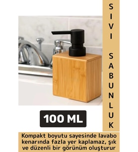 Kompakt Dayanıklı Lavabo Mutfak Banyo Deterjan Losyon Şampuan Şık Doğal Ahşap Sıvı Sabunluk 100 ML