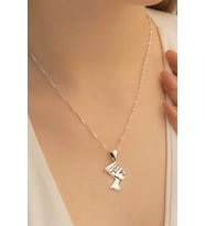 Antik Mısır Nefertiti Küçük Bayan Gümüş Kolye