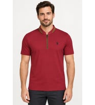 Dewberry Erkek Pamuklu Fermuarlı Tişört Bordo T9571 Jean ve Şort Kombini, Katmanlı Kombin, Seyahat Gardırobu