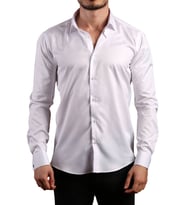 Beyaz 8 Drop Ekstra Uzun Kol Dar Kesim Micro Kumaş Kol Düğmeli Slim Fit Erkek Gömlek - 197-1