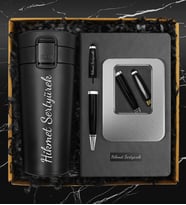 400 ML Çelik Termos & 32 GB Kişiye Özel Kutulu Usb Kalem & Kişiye Özel Defter Hediye Seti