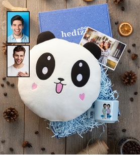 Kişiye Özel Karikatürlü Kankaya Erkek Kardeşe Abiye Hediye Hediye Kutusu - Kişiye Özel T Pastel Kupa, Peluş Yastık, Fotoğraf 1 Adet Doğum Günü Hediyesi