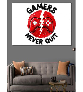 Gamers Never Quit İllüstrasyon Dekoratif Kanvas - Mdf Ahşap Tablo