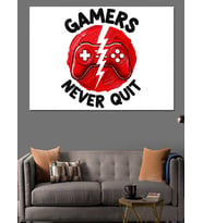 Gamers Never Quit İllüstrasyon Dekoratif Kanvas - Mdf Ahşap Tablo