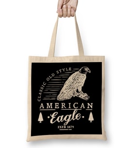 Retro Animal American Eagle White Bez Çanta Uzun Saplı