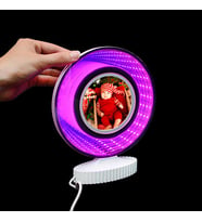 3d Ledli Mor Işıklı Aynalı Yuvarlak Fotoğraf Çerçevesi