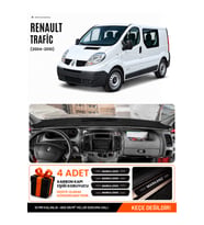 e-biz RENAULT TRAFİC (2004-2010) Uyumlu Torpido Koruma, Torpido Örtüsü, Torpido Kılıfı - Siyah-Gri - RE049