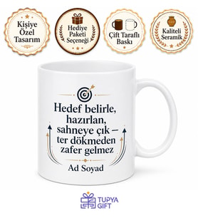 Sunum Hazırlarken Ter Dökenlere Hedef Odaklı Başarı Kupası Hediye Bardak