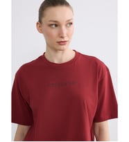 LC WAIKIKI Kırmızı Baskılı Oversize %100 Pamuklu Kadın Tişört