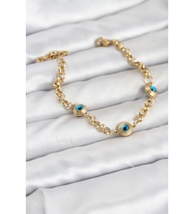 316L Çelik Nazar Model Gold Renk Kadın Bileklik 5886 - HPSBYI2284-6005