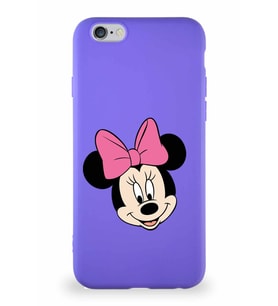 Apple iPhone 6S Soft Premier Kapak Minnie Mouse-C Tasarımlı Silikon Kılıf - Mor (Şeffaf)