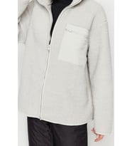 Tarz Oversize Dik Yaka Standart Kol Uzun Polar Fermuarlı Uzun Kol Cep Detaylı Örme Sweatshirt