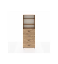 Arges Dolap 3 Raflı 4 Çekmeceli 88x30x243 Çam-Çam