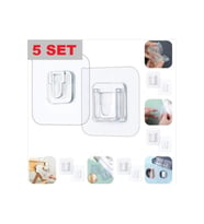 Yapışkanlı Geçmeli Klips Eşya Tablo Resim Duvar Banyo Sabitleme Askısı Tutucu Askı Kancası 5 Çift (Renksiz)