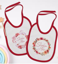 BK Kids Kişiye Özel Çiçek Tasarımlı 2’li Kırmızı Mama Önlüğü-2