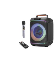Karaoke Mikrofonlu Bluetooth Hoparlör Fm Radyo 40W 8 İnç Rgb Kumandalı Siyah JBR818