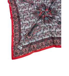 Mim Eşarp Prime Pamuk Etnik Desenli Eşarp 90x90 cm (Kırmızı)