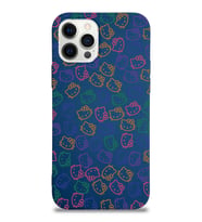 Apple iPhone 12 Pro Max Uyumlu Lansman Kılıf Hello Kitty Tasarımlı İçi Kadife Kapak-Lacivert (Şeffaf)