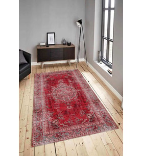 Dijital Baskılı Yıkanabilir Kaymaz Modern Renkli Salon Halısı Mutfak Halısı Yolluk ND-HY-1198 (Kırmızı)