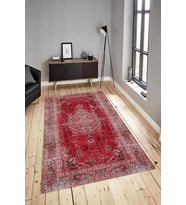 Dijital Baskılı Yıkanabilir Kaymaz Modern Renkli Salon Halısı Mutfak Halısı Yolluk ND-HY-1198 (Kırmızı)
