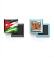 Buzdolap Magnetleri - Ürdün Bayrağı ve Amman Posta Pulu Tema - 2'li Set Magneti