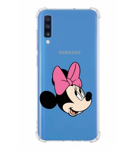 Samsung Galaxy A70  Köşe Korumalı Antişok Kapak Minnie Mouse Tasarımlı Şeffaf  Kılıf