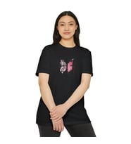 Unisex Bisiklet Yaka Baskılı T-Shirt - Siyah