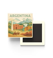 Arjantin - Argentina - Paper Cut Art - Baskılı Buzdolap Magneti Kare - 9x9 cm