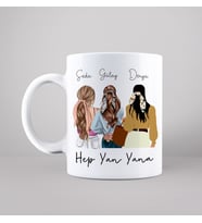 Hep Yan Yana 3 Kız Arkadaş Tasarımlı Kupa Kişiye Özel