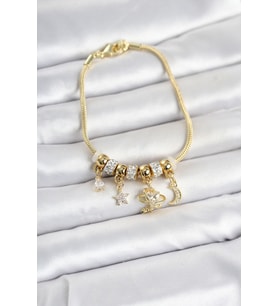 Pirinç Gold Renk Charmlı Kadın Bileklik 5886 - HPSBYI6692-9358
