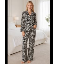 Night Kadın Desenli Relaxed Pijama Takımı 4661