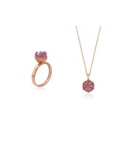 Lotus Çiçeği Yüzük Ve Kolye Seti 925 Ayar Gümüş Set