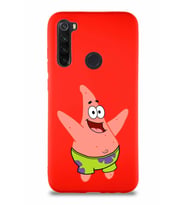 Xiaomi Redmi Note 8 Soft Premier Kapak Patrick Yıldız Tasarımlı Silikon Kılıf - Kırmızı (Şeffaf)