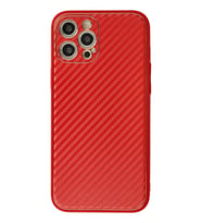 Durukar® iPhone 12 Pro Kılıf Coco Karbon Silikon - Kırmızı