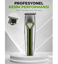Lexroo Şarjlı Saç Sakal Tıraş Makinesi T Başlıklı 1 2 3 mm Taraklı Kablolu ve Kablosuz Kullanım