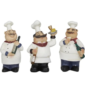 Polystone Şef Heykeli (3Chef Seti) 5", 4", 6" H, Beyaz