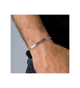 Top Zincir Zirkon Taşlı Modern Dizayn 925 Ayar Gümüş Erkek Bileklik VEB-5273