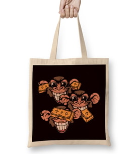 See Speak Hear No Evil Japan Wise Monkeys Japanese Art Gold Bez Çanta Uzun Saplı