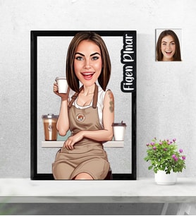 Kişiye Özel 3D  Ahşap Tablo Bariste Model 30x40 -7