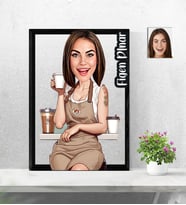 Kişiye Özel 3D  Ahşap Tablo Bariste Model 30x40 -7
