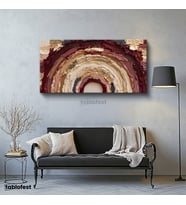 Yatay Panoramik Kanvas Tablo Bordo Altın Çemberler Soyut Tablo Ev Ofis Duvar Dekoru
