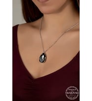 Swarovski Crystal Kadın Black Diamond Damla Gümüş Kolye