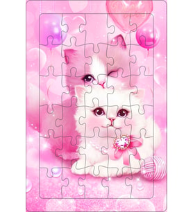 AHŞAP PUZZLE PEMBE KEDİ