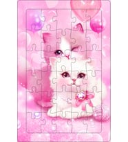 AHŞAP PUZZLE PEMBE KEDİ